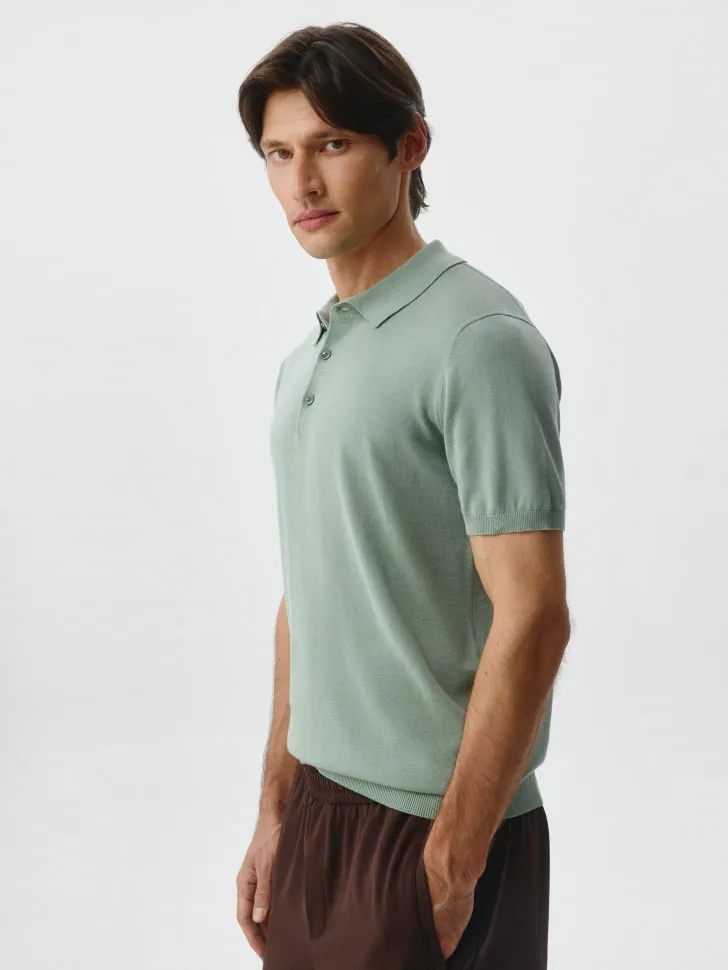 Трикотажное поло с коротким рукавом, зеленый, арт. 6387