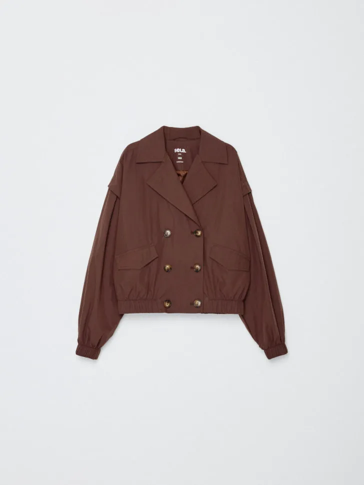 Короткий тренч оверсайз для девочек, коричневый, арт. 6393