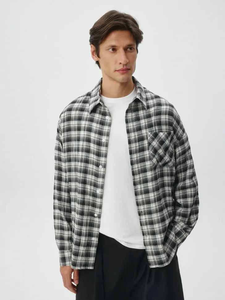 Прямая рубашка в клетку, разноцветный, арт. 6413