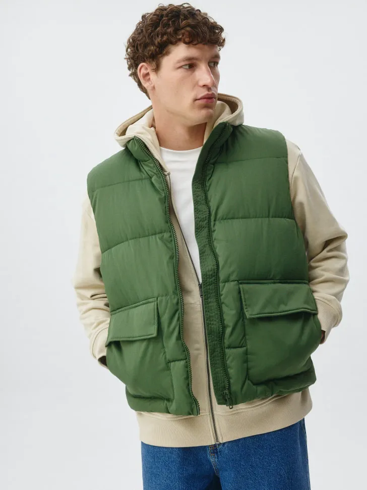 Стеганый жилет из твила, зеленый, арт. 6415