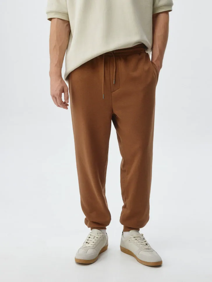 Джоггеры из футера, коричневый, арт. 6416