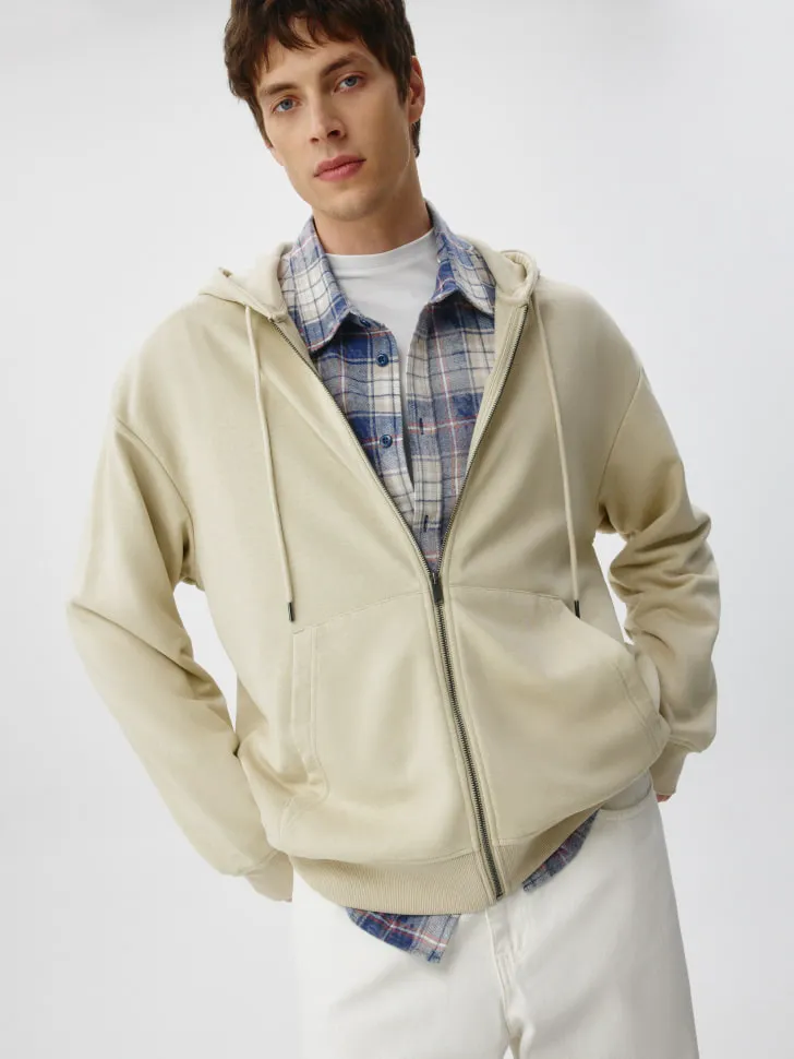 Толстовка из футера на молнии, бежевый, арт. 6420