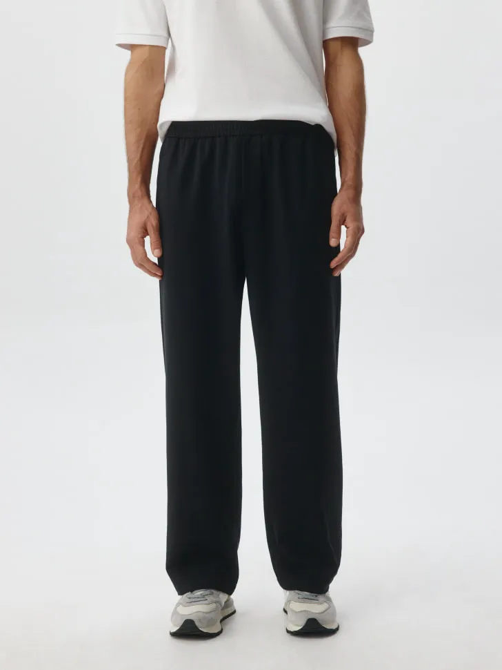 Широкие брюки со средней посадкой, черный, арт. 6421