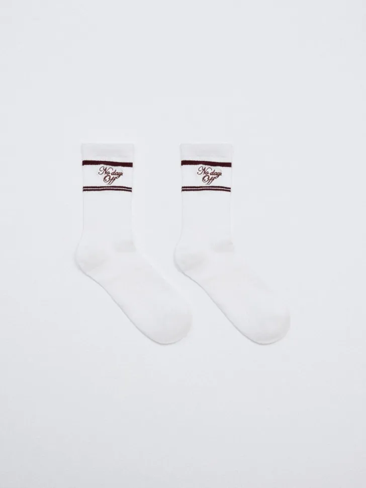 Длинные носки с полосками, белый, арт. 6422