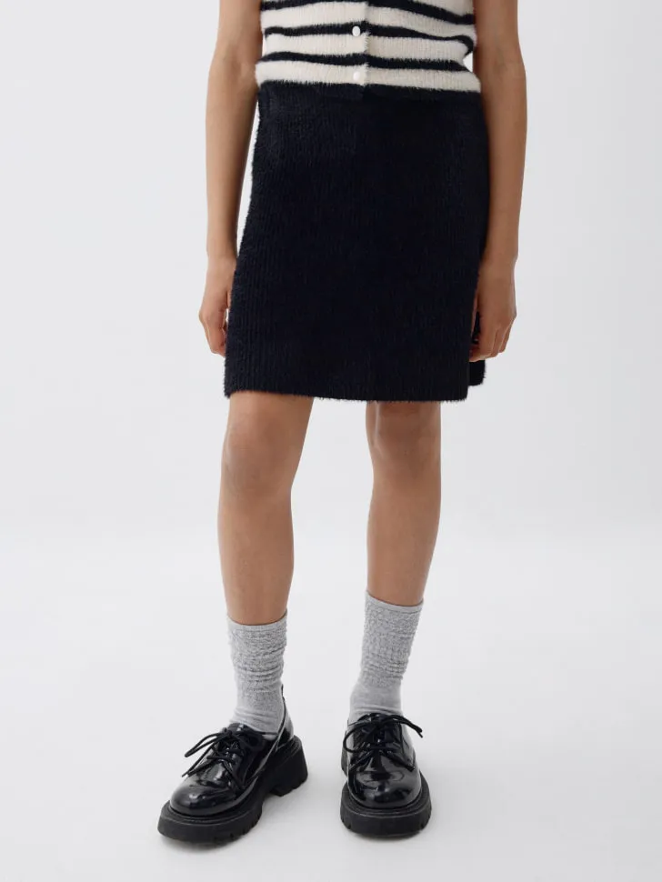 Вязаная юбка для девочек, черный, арт. 6425