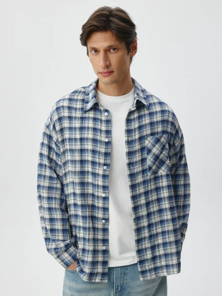 Прямая рубашка в клетку, разноцветный, арт. 6426