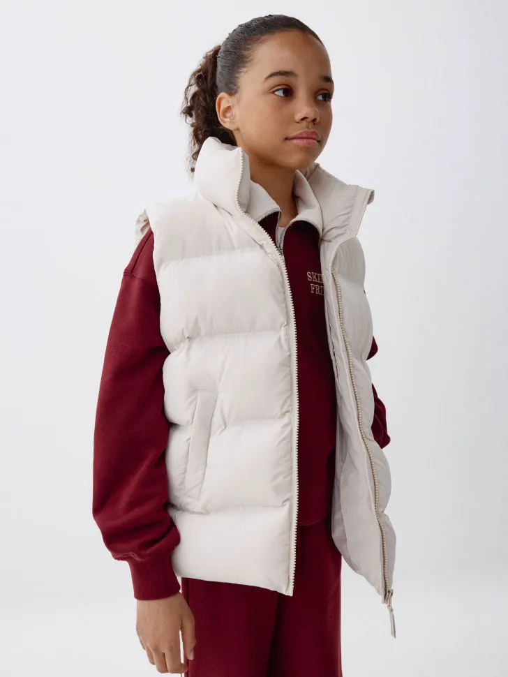 Базовый стеганый жилет для девочек, бежевый, арт. 6436