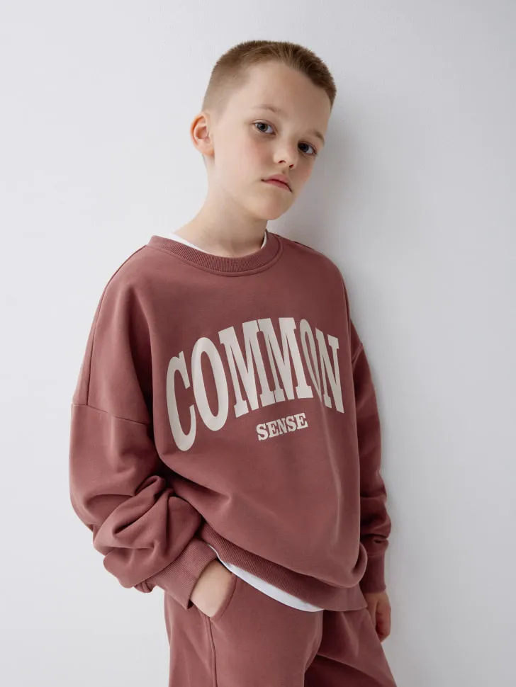 Свитшот с принтом детский, розовый, арт. 6437