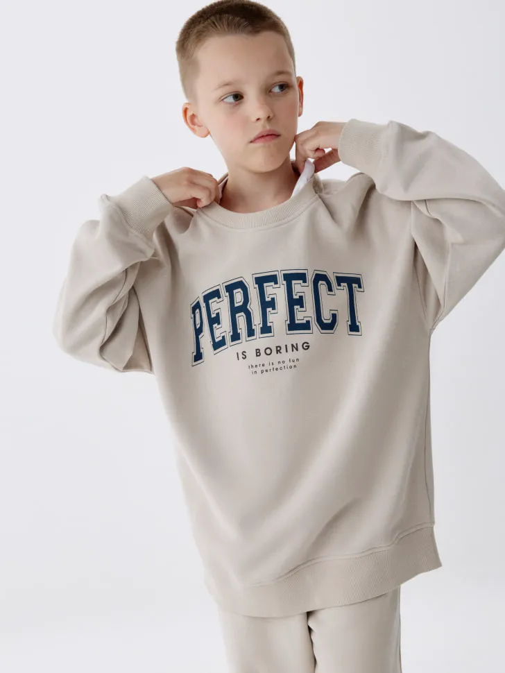 Детский свитшот с принтом, бежевый, арт. 6438