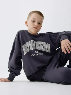 Детский свитшот с принтом, синий, арт. 6439