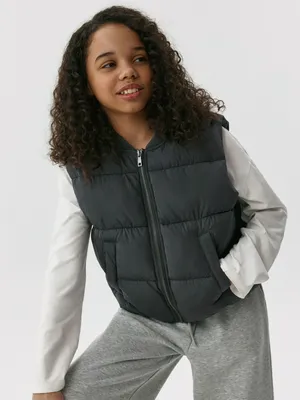 Утепленный дутый жилет для девочек, арт. 6441