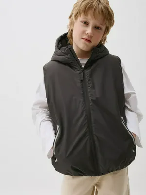 Утепленный дутый жилет с капюшоном для мальчиков, арт. 6444