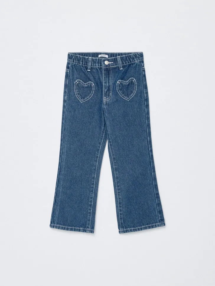 Джинсы Flare с карманами в форме сердец, синий, арт. 6447