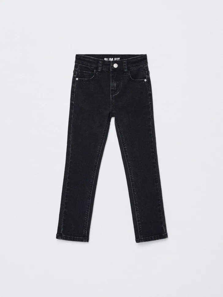 Базовые джинсы Slim fit для девочек, черный, арт. 6450