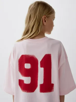 Футболка оверсайз для девочек, розовый, арт. 6461