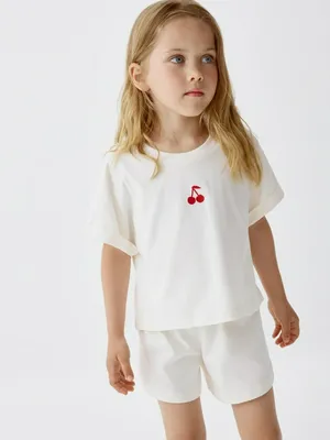 Пижама с принтом для девочек, белый, арт. 6465