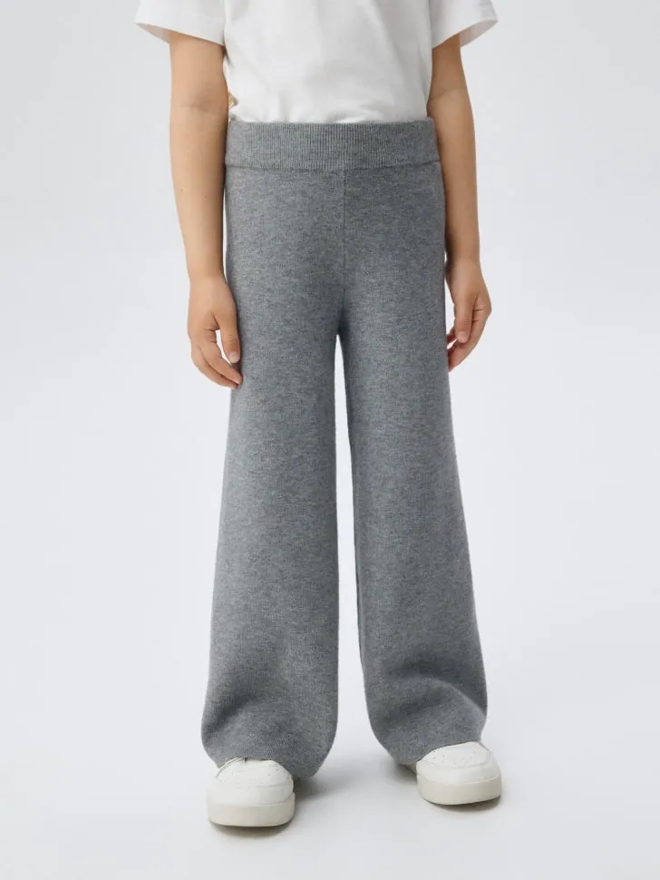 Широкие вязаные брюки для девочек, серый, арт. 6467