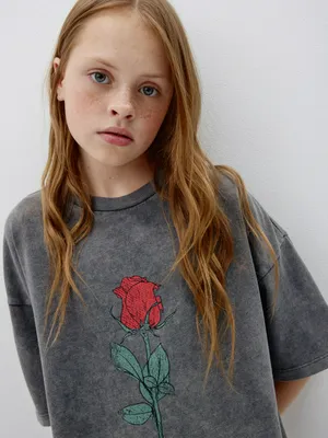 Футболка оверсайз с принтом для девочек, арт. 6474