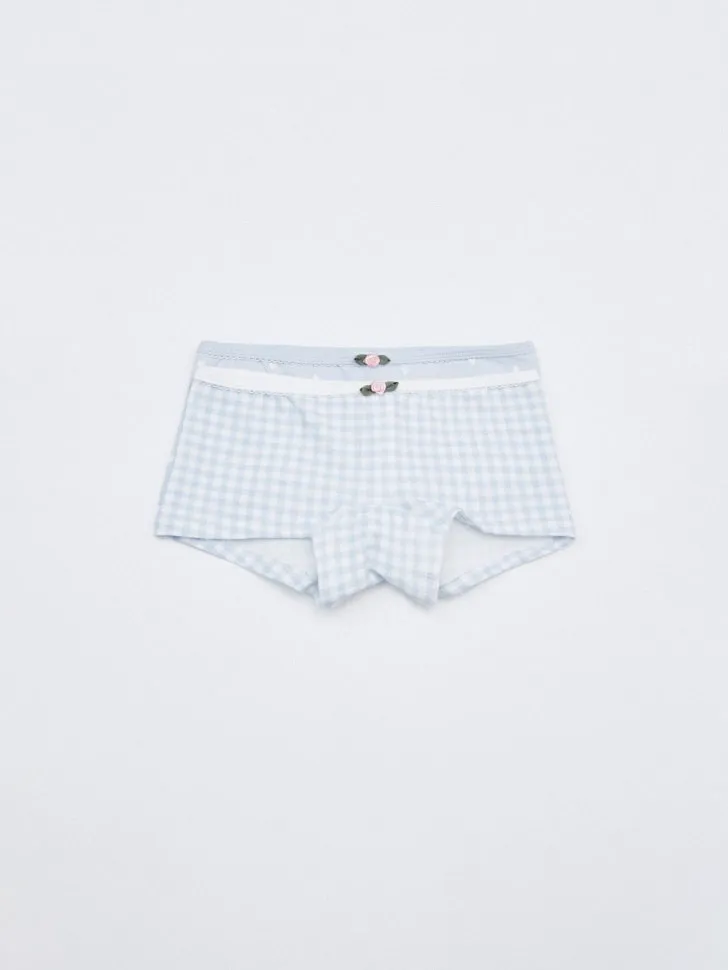 Набор из 2 трусов-шортиков для девочек, голубой, арт. 6493