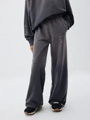 Широкие брюки с люверсами для девочек, арт. 6494