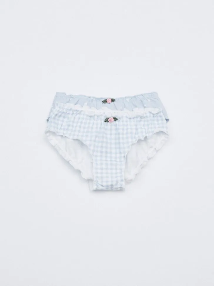 Набор из 2 трусов-слипов для девочек, голубой, арт. 6500
