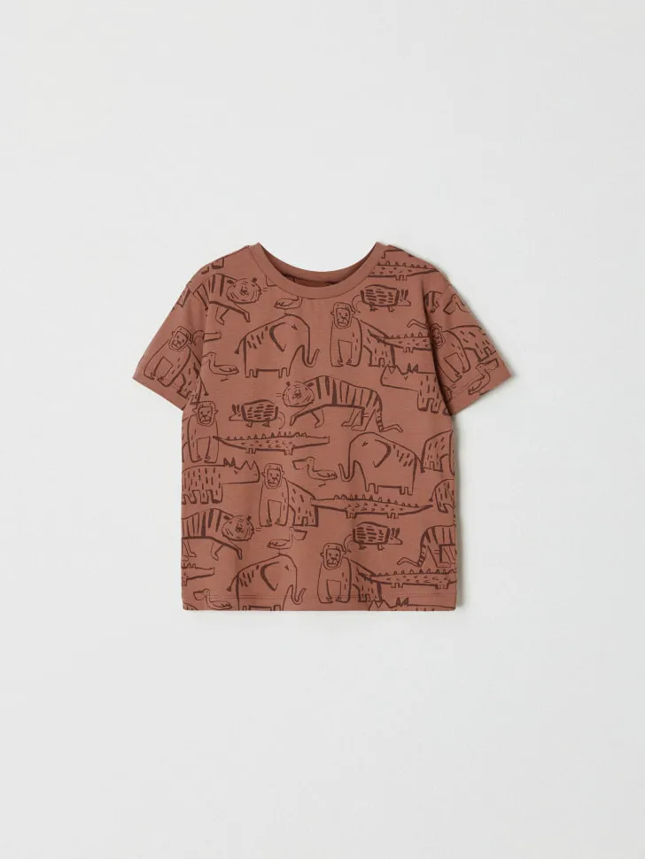 Футболка с принтом для мальчиков, коричневый, арт. 6524