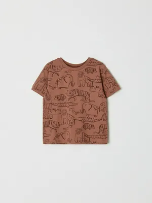 Футболка с принтом для мальчиков, коричневый, арт. 6524