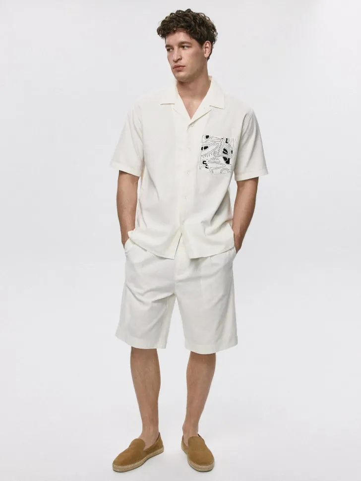 Шорты из смесового льна, белый, арт. 6551