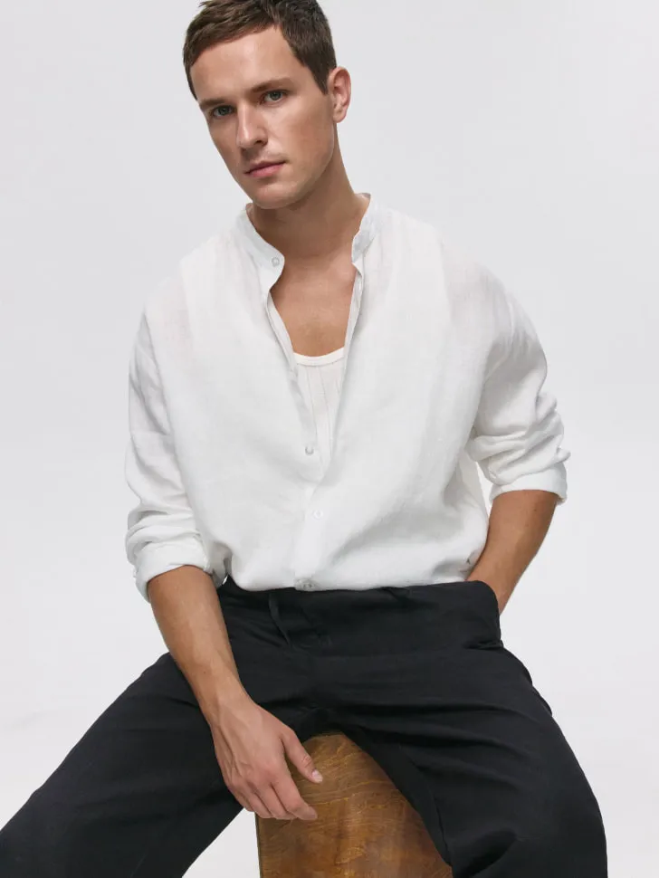 Рубашка из премиального льна, белый, арт. 6552