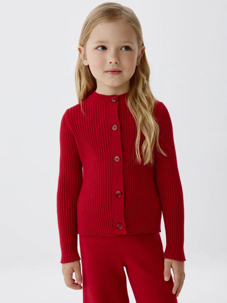 Базовый вязаный кардиган для девочек, красный, арт. 6572