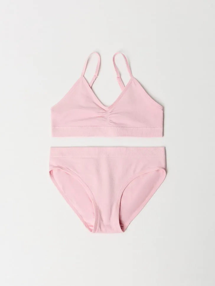 Набор из топа и трусов-слипов для девочек, розовый, арт. 6577