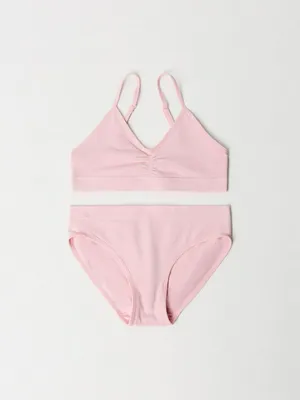 Набор из топа и трусов-слипов для девочек, розовый, арт. 6577