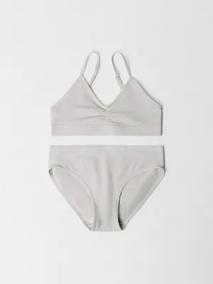 Набор из топа и трусов-слипов для девочек, серый, арт. 6579