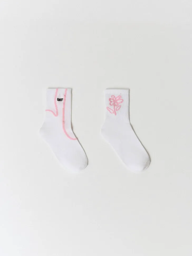 Набор из 2 пар носков для девочек, белый, арт. 6589