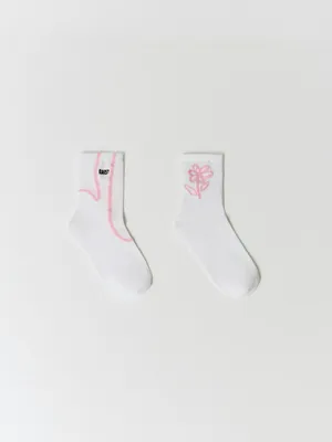 Набор из 2 пар носков для девочек, белый, арт. 6589