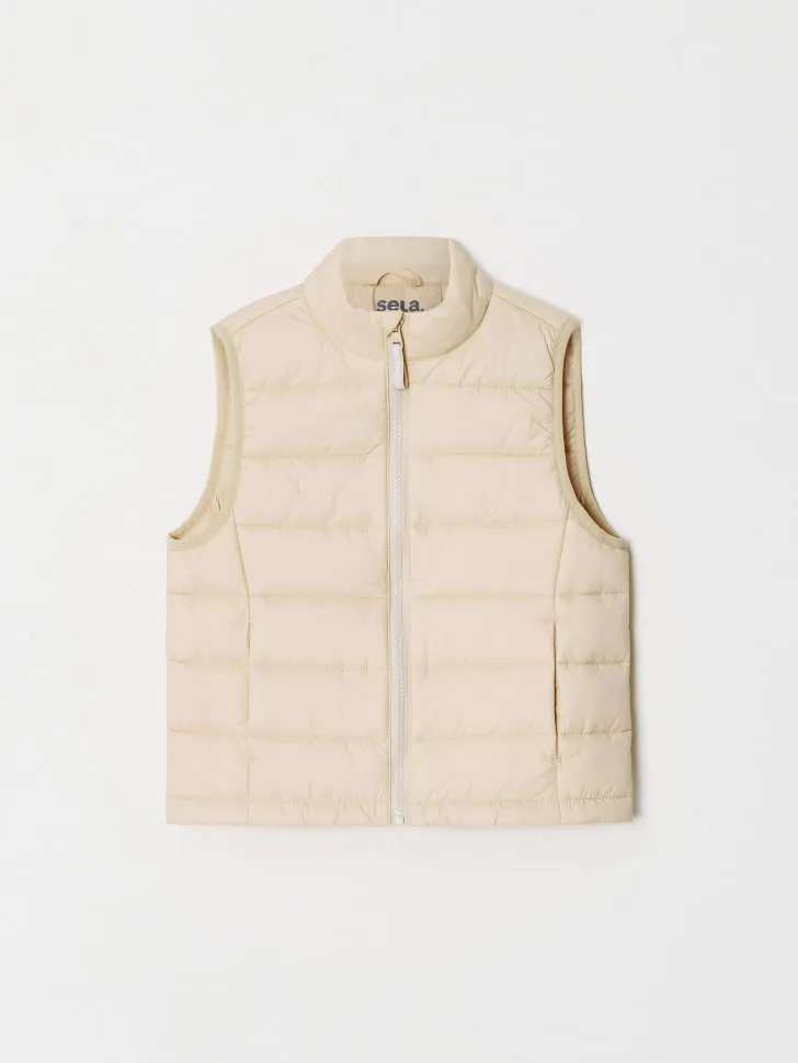 Базовый стеганый жилет для девочек, бежевый, арт. 6645