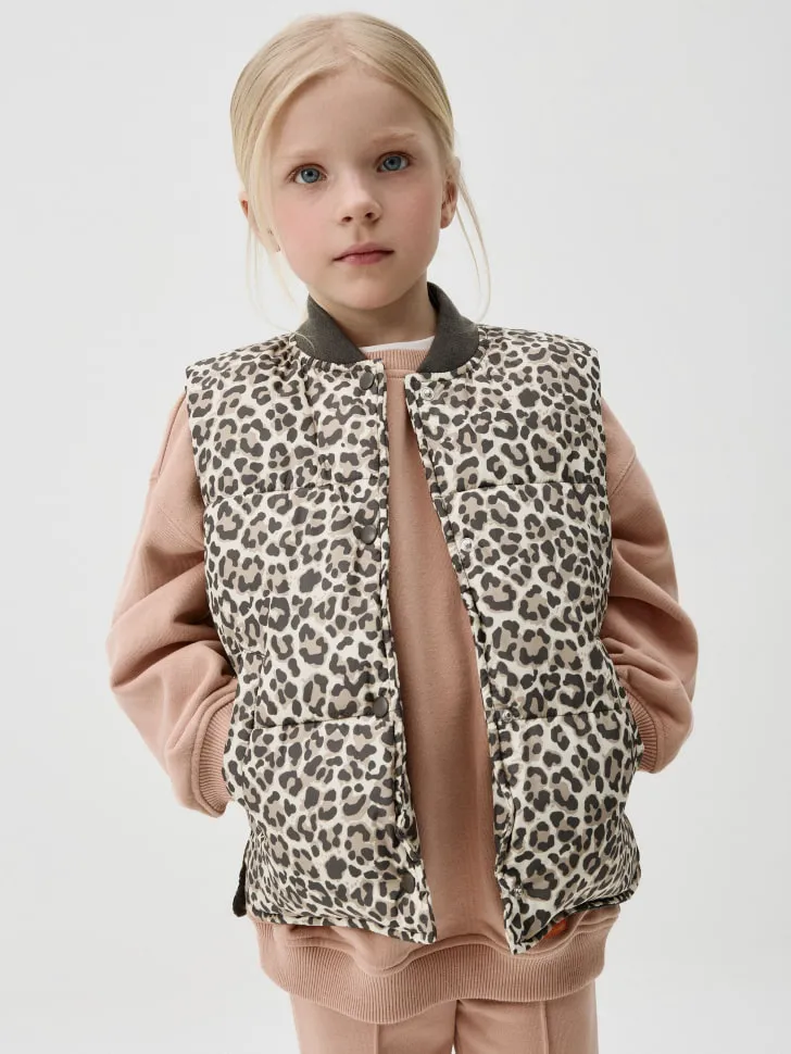 Дутый леопардовый жилет для девочек, разноцветный, арт. 6646