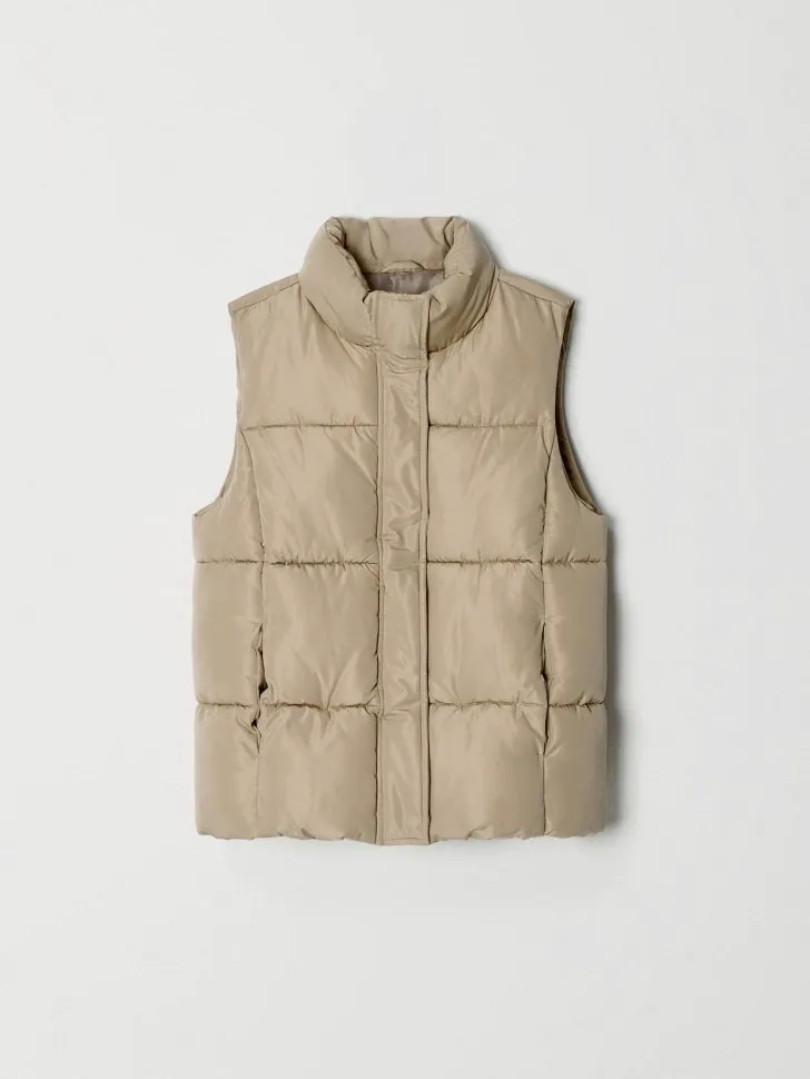 Демисезонный стеганый жилет для девочек, бежевый, арт. 6650