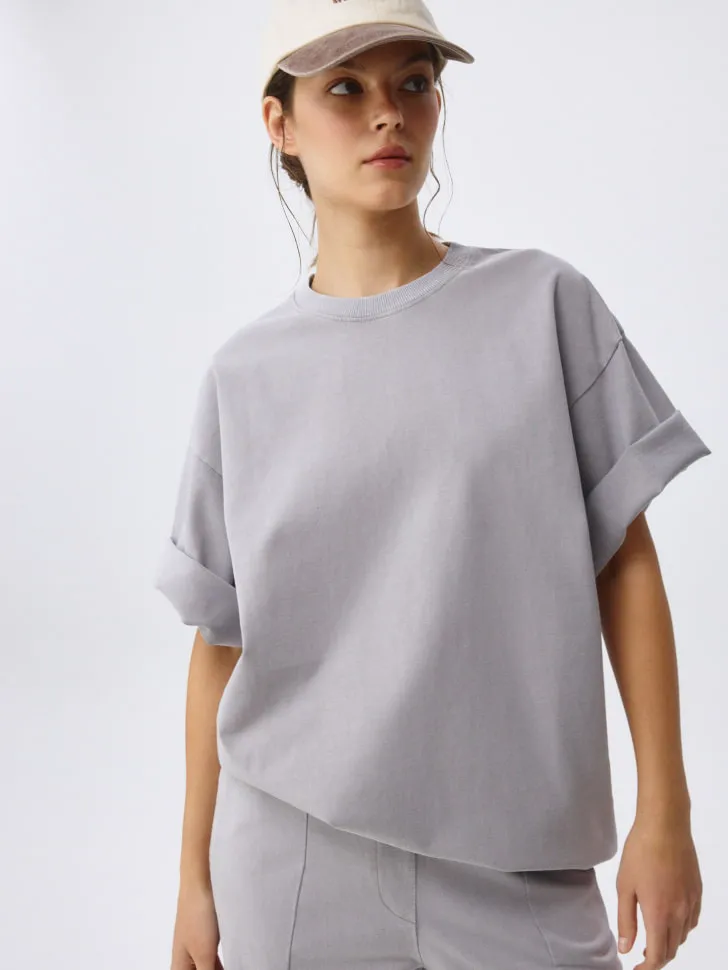 Футболка оверсайз с эффектом кислотной стирки, серый, арт. 6676