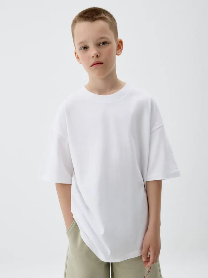 Футболка оверсайз для мальчиков, белый, арт. 6677