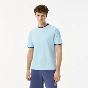 Мужская хлопковая футболка Lacoste с принтом, голубой, арт. TH0424