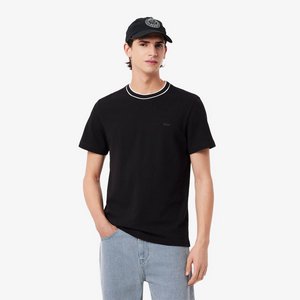 Мужская футболка Lacoste с воротником в полоску