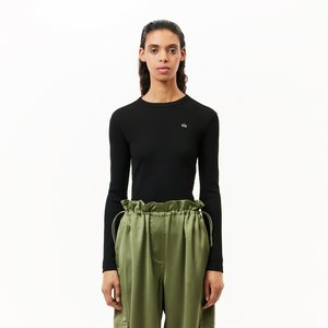 Женская футболка Lacoste Slim Fit с длинными рукавами, черный, арт. tf1692
