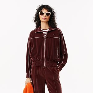 Женская велюровая толстовка Lacoste оверсайз на молнии