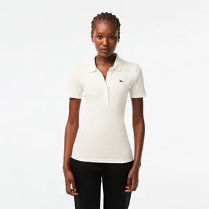 Женское поло Lacoste Slim Fit из органического хлопка, белый, арт. DF5377