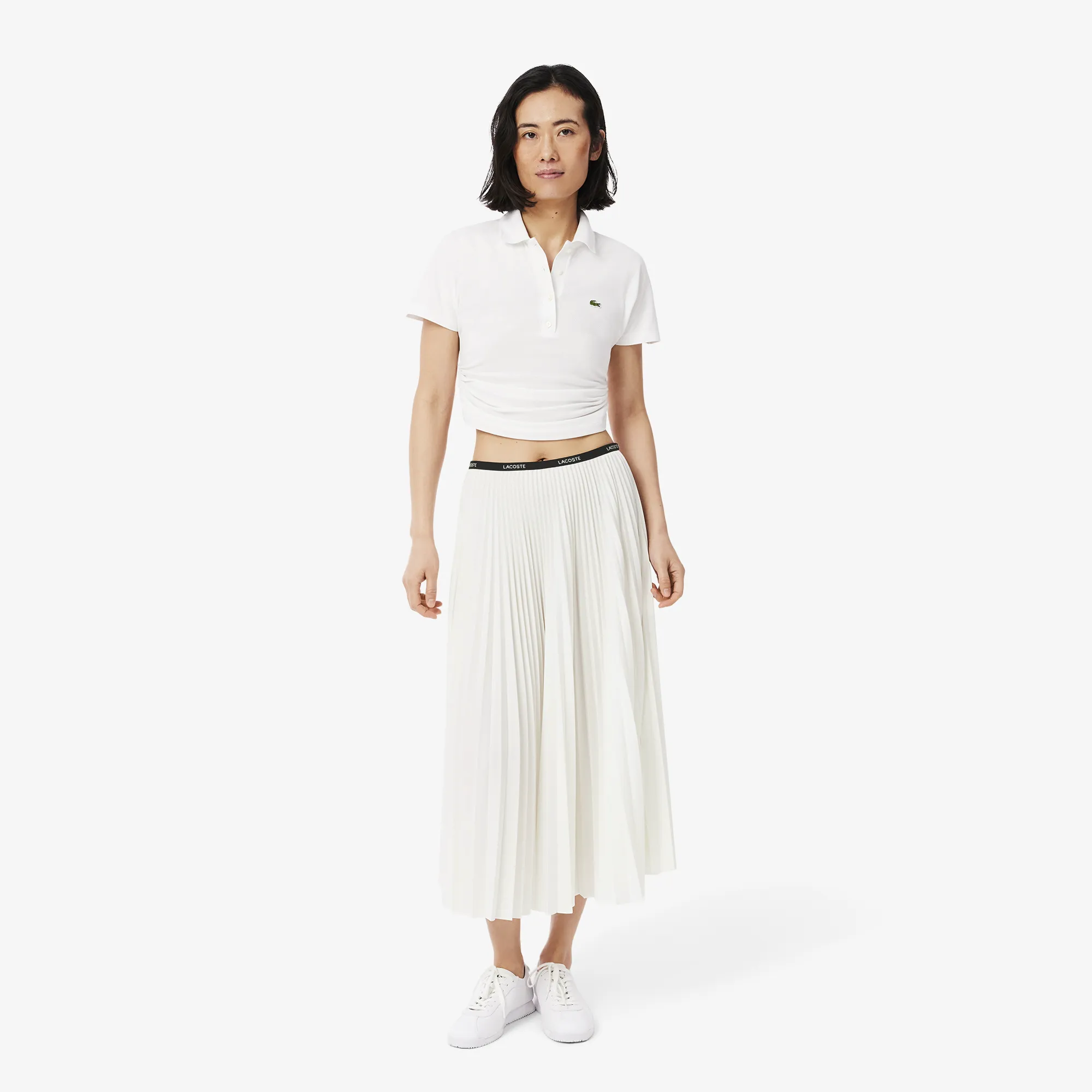 Длинная плиссированная юбка Lacoste, белый, арт. jf1402