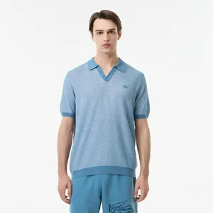 Мужское поло Lacoste из органического хлопка и льна, синий, арт. AH0506