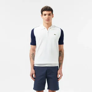 Мужское трикотажное поло Lacoste из вискозы на молнии, белый, арт. AH0501
