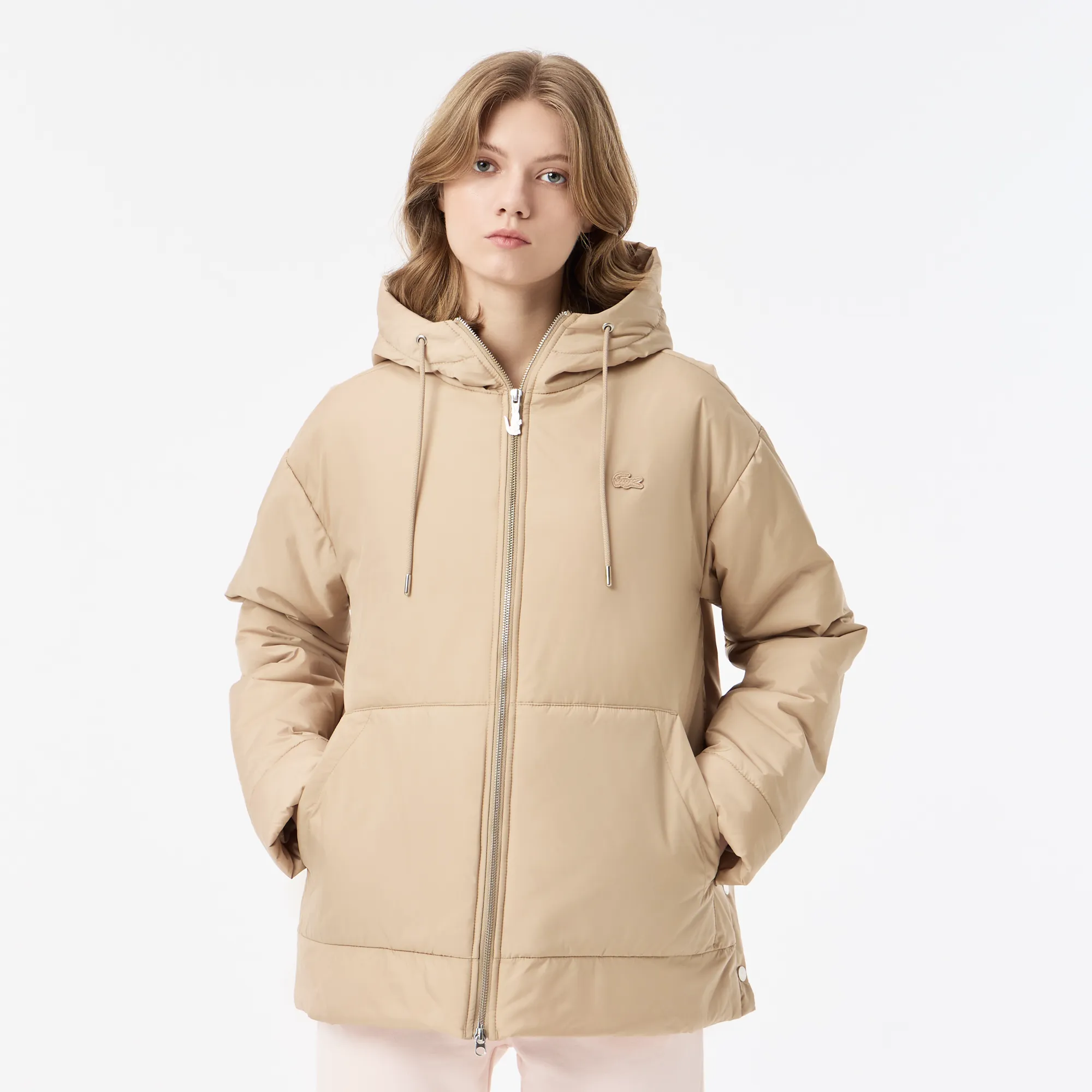 Женская куртка Lacoste с капюшоном, бежевый, арт. bf0504