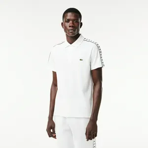 Мужское поло Lacoste с контрастной полосой, белый, арт. PH7398